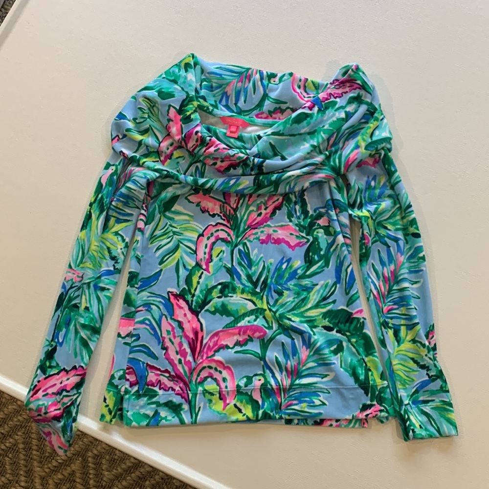 Lilly Pulitzer Belinda Off the Shoulder Velour Sweatshirt
